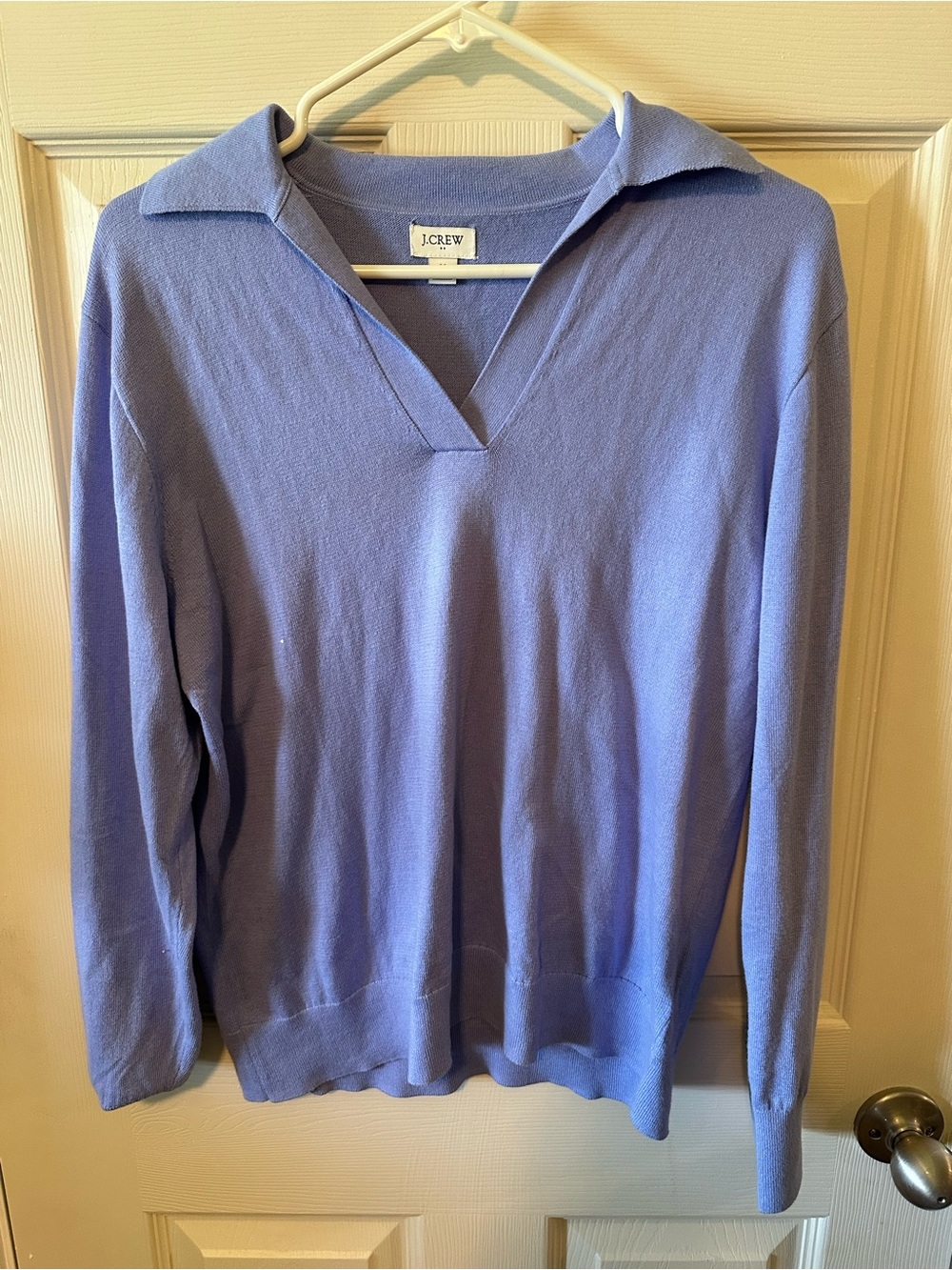 J. Crew Lavender Collared V-Neck Sweater